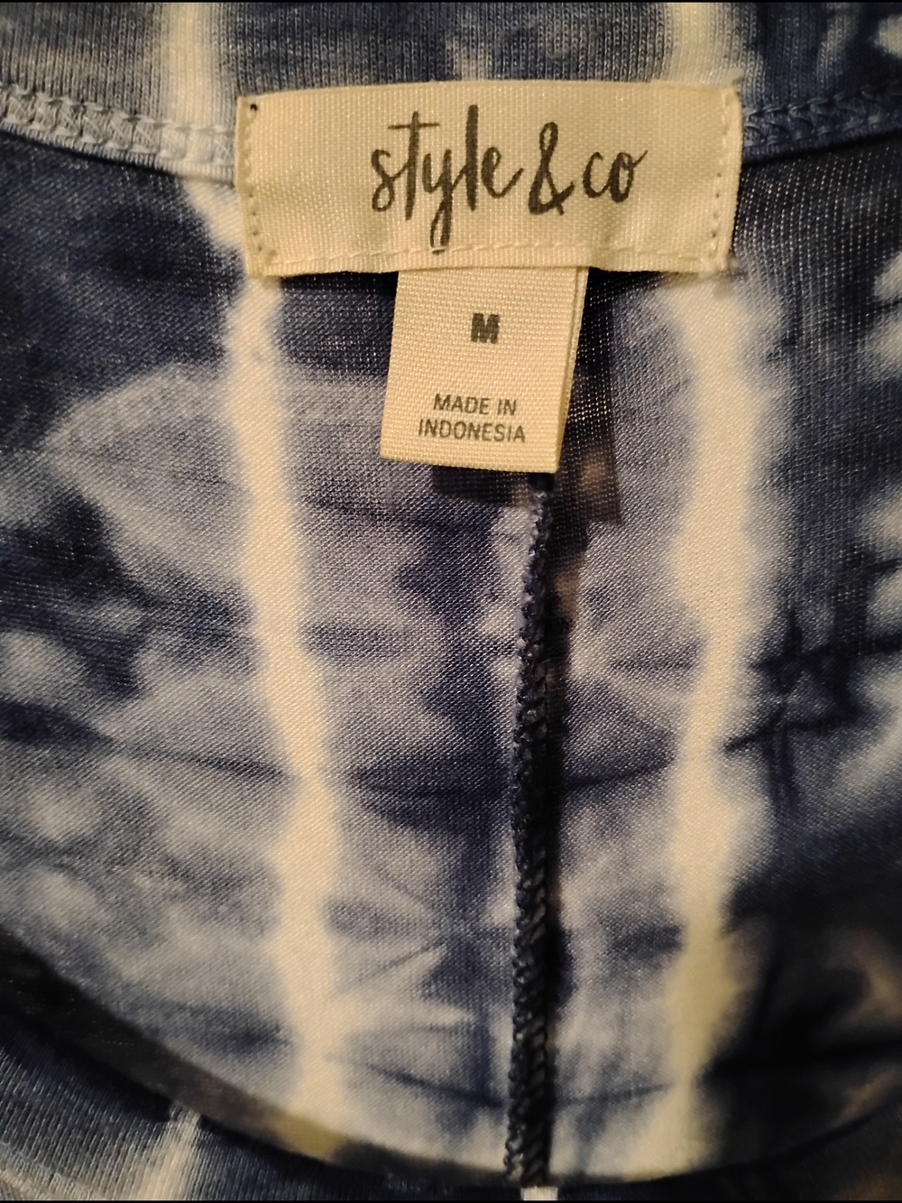Style & Co. Navy and White Tie-Dye Stretch Maxi Dress Size M (Fits Up to Size L) - Picture 4 of 6